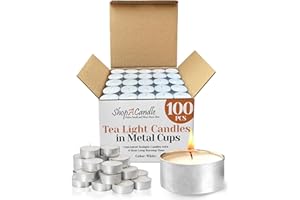 100 Pack Tealight Candles in Metal Cups - Clean White Unscented with 6 Hour Long Burning Time - Votive Candles Bulk for Romantic Dinner, Weddings, Spa & Hotels by PARNOO