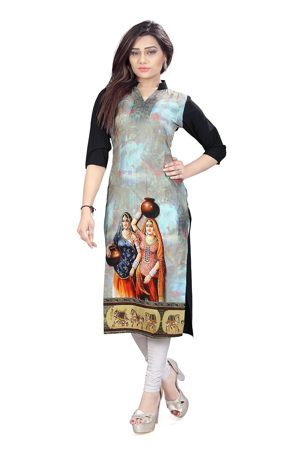 new ethnic 4 you women's crepe kurti (efd002_multicolour)