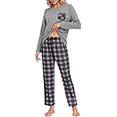 MoFiz Women's Pajamas Sets Long Sleeve Soft Sleepwear 2 Piece Pjs Lightweight Lounge Set