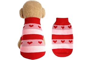 Rbenxia Dog Heart Knitted Sweater Warm Pet Dogs Clothes Winter Dog Outfits for Small Puppy Cat Pets (Red, S)