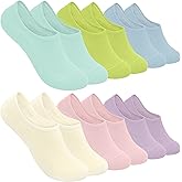 SERISIMPLE Low Cut Thin Womens Viscose Bamboo Socks No Show Invisible Non Slip with Grips Lightweight Liner Flats 6 Pairs