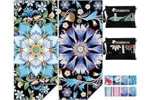 LOADSFUN 2 Pack Microfiber Lightweight Oversized Beach Towel, Extra Large 71"x32" Quick Dry Absorbent Sand Free Towels for Travel Swimming Pool Camping Sports for Adults Beach Vacation Essentials