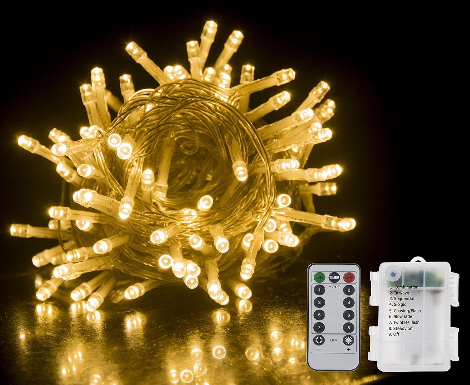 GHJ 50/100/200 LED Battery Operated Remote Control Rainproof String Fairy Lights Indoor/Outdoor for Christmas Tree Xmas Garden Party (200LEDs