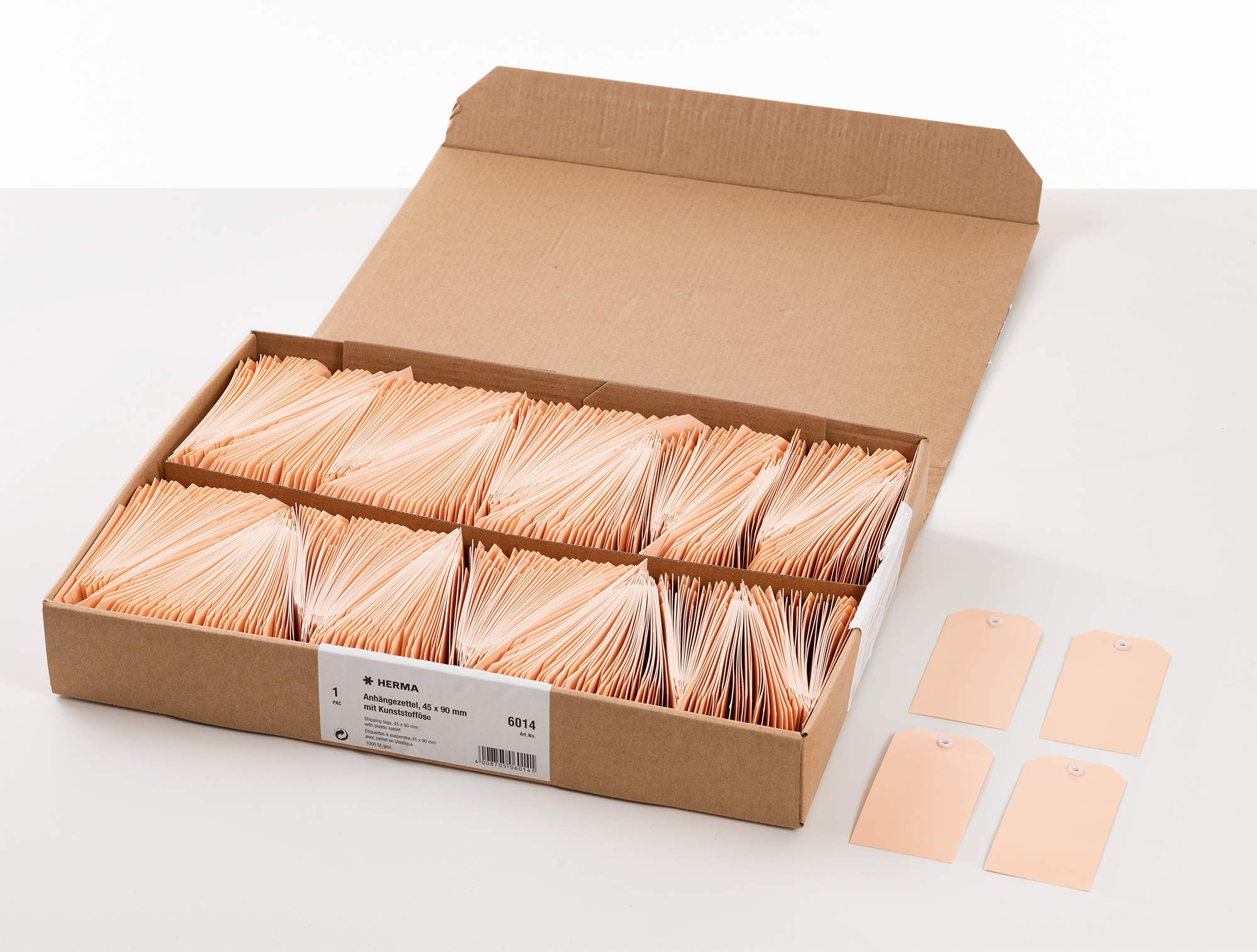 HERMA 6014 Small Tags Pack of 1000, 45 x 90 mm, Gift Tags for Labelling, Cardboard Hanging Labels, Blank Paper Tags, Labels with Eyelet, Brown โ image 1