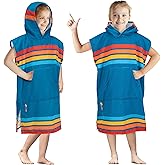 SUN CUBE Kids Changing Robe Surf Poncho, Kids Beach Towels, Hooded Towel for Toddler Bath Pool, Microfiber Quick Dry Wearable Towel Poncho with Hood, Swim Towel for Boys Girls 3-7 Years, Black