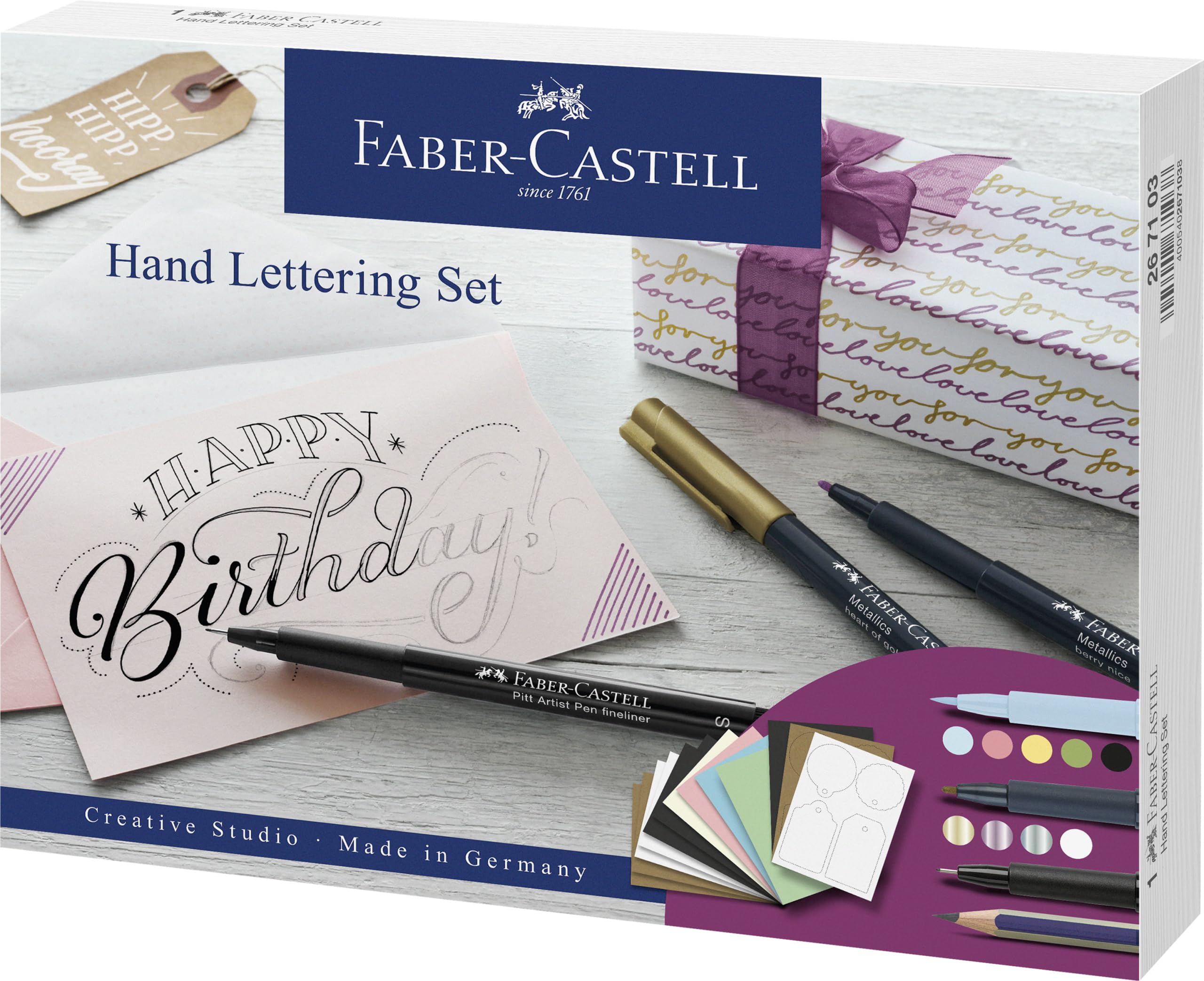 Faber-Castell Creative Studio Hand Lettering Gift Set, Multicoloured, 12 Pieces, Art, Craft, Drawing, Sketching, Home, School, University, Colouring
