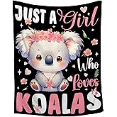 Koala Blanket Gifts for Girls Women Kids Just A Girl Who Loves Koalas Blankets Koala Stuff for Girls Animal Soft Flannel Throws for Sofa Bed Camping Travel Home Decor,40"x50" for Kids