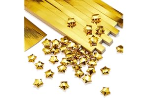 Kigeli 1000 Sheets Paper Strips Foil Star Glitter Origami Stars Shiny Origami Paper for DIY Crafts Weaving Projects(Gold,Solid Style)