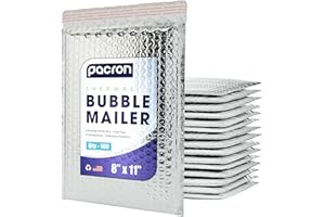 PACRON 100-Pack Insulated Silver Thermal Bubble Mailers 8 x 11 - Waterproof Metallic Foil Self-Sealing Padded Envelopes for Cold Shipping, Perishables, Food, Cosmetics, Pharmaceuticals