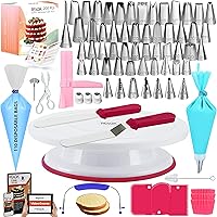 Gift For Women-Cake Decorating Supplies Kit for Beginners RFAQK 200PCs -Cake Turntable with 48 Numbered Piping &7 Korean Tips