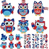 PAIVSUN 24Pcs 4th of July Crafts for Kids, DIY Owl Stickers Crafts Kit | Make Your Own Patriotic Arts Activity, Memorial Independence Day Decorations Gifts for Classroom Home Party Supplies