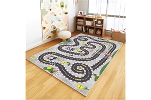 BYINGWD Kids Rug Car Rugs for Kids Toy Cars Play Mat City Life Road Rug for Cars Fun City Map for Carpet for Bedroom Boys (Ice and Snow Tracks, 39 * 59 inches)