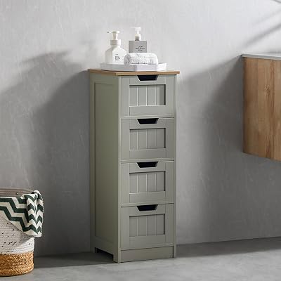 Bath Vida Bath Floor Cabinet 4 Drawers Grey Oak 81H 30D x 30W Freestanding