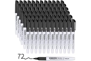 SFAIH Fine Tip Dry Erase Markers - 72 Pack Black Whiteboard Erasable Markers Bulk for Kids Adults, Ideal for Classroom School Office Home Use on White Board, Non-Toxic Easy Clean
