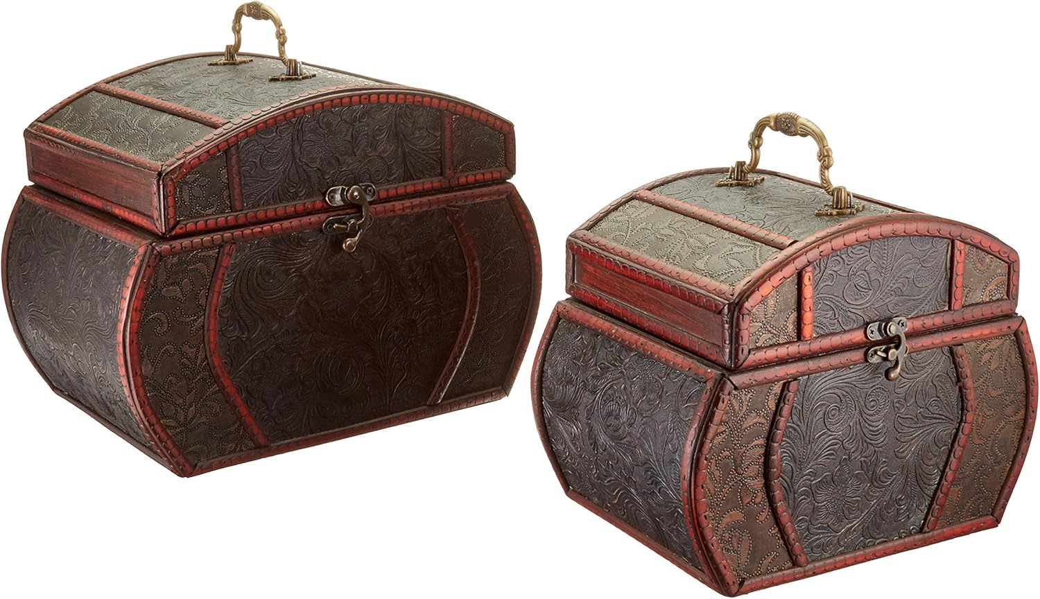 Nearly Natural Tabletop, Set of 2 Decorative Chests, Small: 9w x 8d x 9h, Large: 8w x 12d x 10h, Brown