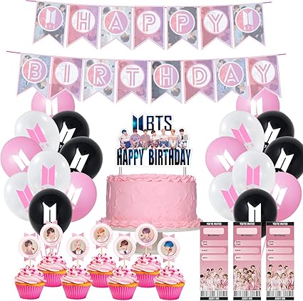 pic Bts Room Decor Amazon bts birthday party supplies includes banner cake topper 21 cupcake toppers 20 balloons for girl