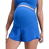 CRZ YOGA Lightweight Maternity Dolphin Workout Shorts 3'' - Soft Athletic Running Casual Womens Pregnancy with Liner Pockets