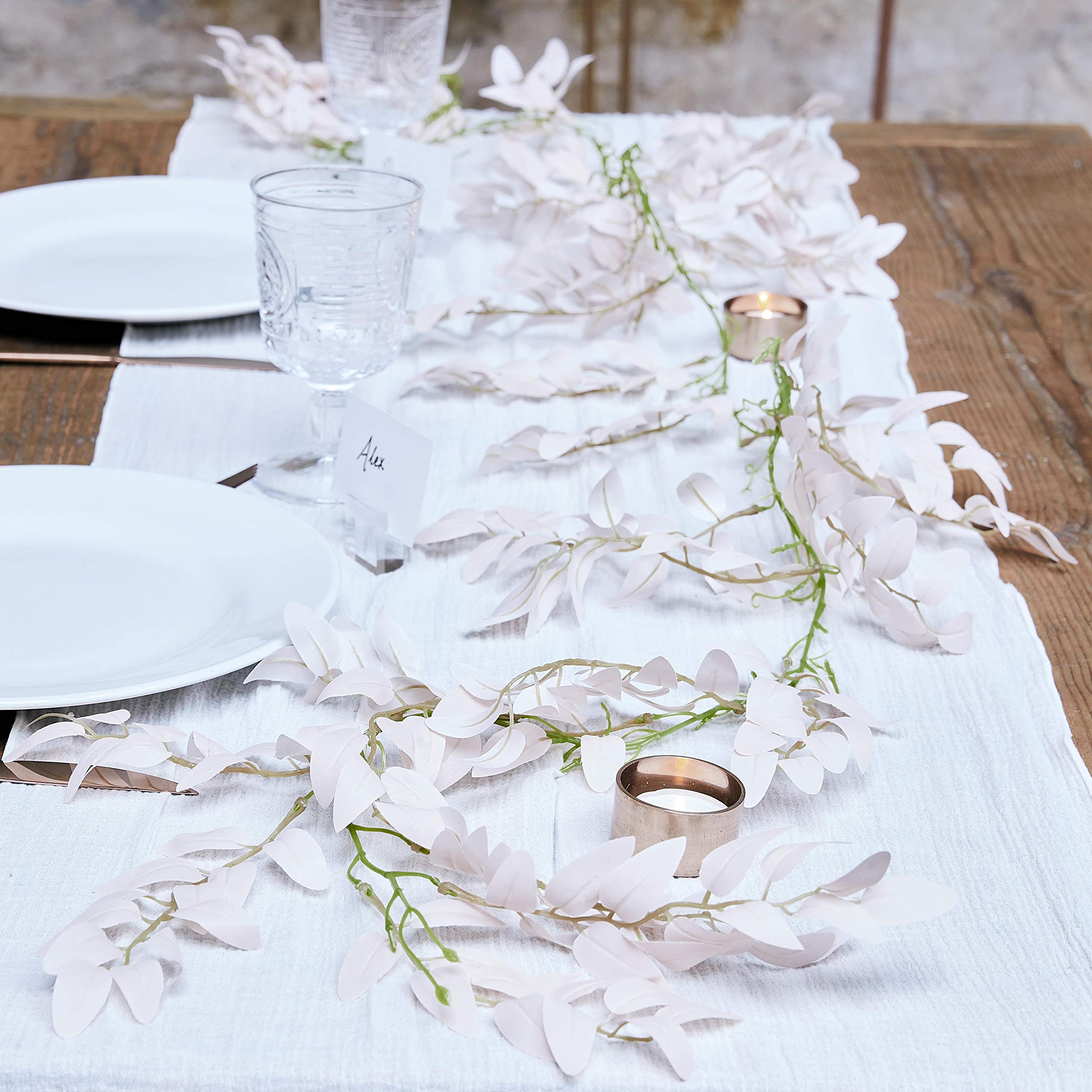 Ginger Ray Pink Ruscus and Green Wedding Decorative Artificial Foliage Garland 1.9m in Length