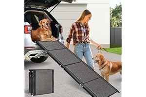 CJYMMFAN 69" L × 17" W Extra Wide & Long Dog Car Ramp, Folding Dog Ramp with Anti-Slip Surface, Pet Stairs Ramp for Large Dog