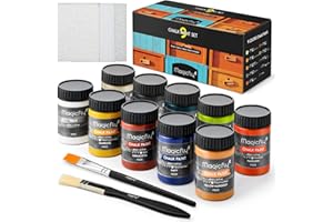 Magicfly 15 Pcs Chalk Furniture Paint Set, 9 Colors Ultra Matte Finish Acrylic Craft Paint Set (60 ml/2 oz) with Liquid Wax, 2 Brushes, 3 Sandpapers, Chalk Paint for Furniture, Crafts, Rustic Colors
