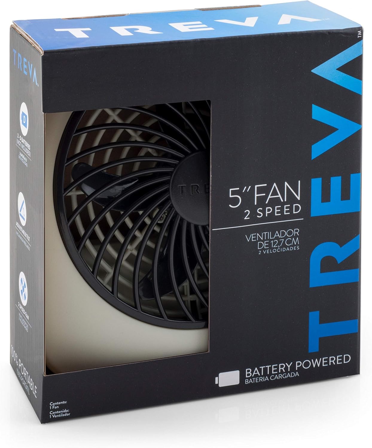 O2COOL 5" Portable Fan Battery Powered, 1 Unit, Grey: Home & Kitchen