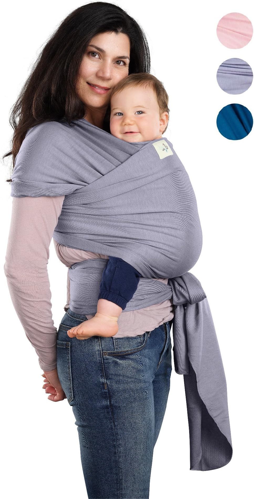 BABYWAYBE Wrap Sling Carrier for Infants and Newborn - Perfect Shower Gift - Breathable Soft Stretchy Carrier - Safe and Easy to Use - 4-in-1: Soft Carrier, Baby Sling, Postpartum Belt, Nursing Cover