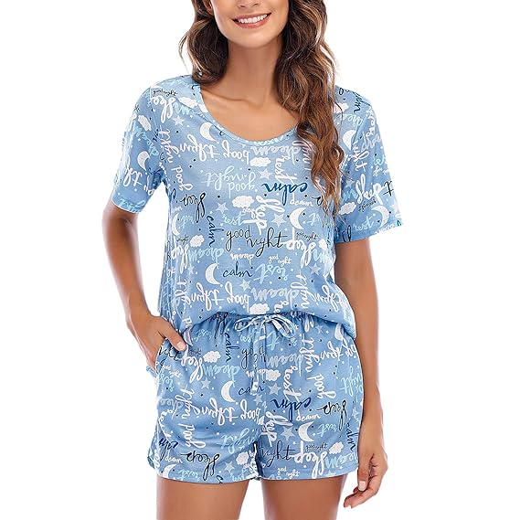 Buy Womens Pajamas Set Shorts Soft Lounge Sets Cute Short Sleeve