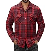 Alimens & Gentle Mens Flannel Shirts Long Sleeve Casual Plaid Button Down Shirt Jacket Work Daily Shackets with Pockets