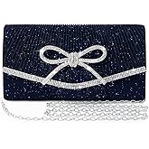 Nexellent Evening Bag Clutch Purses for Women,Sparkly Bow Handbags Crossbody Bag Wedding Bag Glitter Rhinestone Party