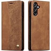QLTYPRI Wallet Case for Samsung Galaxy A15 4G/5G, Vintage Folio PU Leather Purse Case with Card Slots Magnetic Closure Kickstand Flip Crashproof Phone Cover for Samsumg Galaxy A15 - Brown