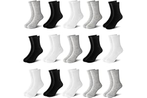 ZERULETS 15 Pairs Toddler Socks Kids Socks Boys Crew School Athletic Mid Calf Dress Socks for Boys Children 1-13 Years