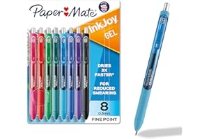 Paper Mate InkJoy Fine Point Assorted Gel Pens, Enjoy Smudge-Free Writing with Quick Dry Ink, 8 Pack