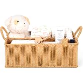 Klippehop Rattan Diaper Caddy Organizer Changing Table Organizer | Hand Woven Nursery Basket for Baby Essentials, Baby Shower Gifts, Versatile Shelf Basket Bathroom/Kitchen Organizer