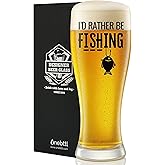 Onebttl Fishing Gifts for Men Unique, 15oz Beer Glass, Funny Gift Idea for Christmas, Father's Day, Birthday, Rather