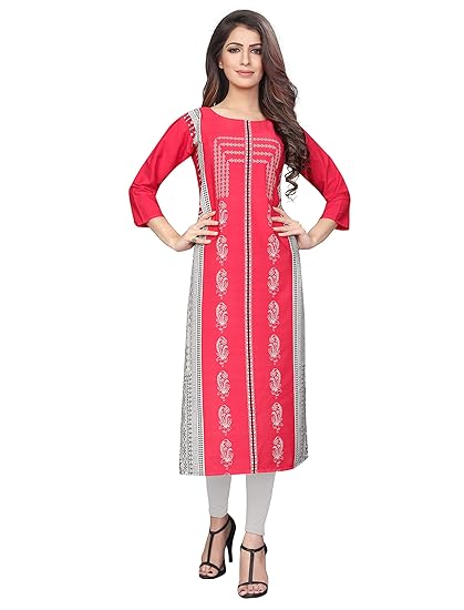 Women's Pink Colour Crepe Digital Print Knee Long W Style Kurta/Kurti
