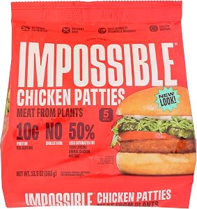 Impossible, Frozen Chicken Patties Plant Based, 13.5 Ounce
