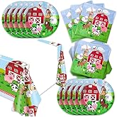 41pcs Farm Party Supplies ,include 20 Dessert Plat, 20 Napkin and 1pcs Tablecloth,Used for Farm Birthday Party Decoration