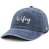 Waldeal Embroidered Wifey Hat, Vintage Washed Adjustable Denim Baseball Cap for Women