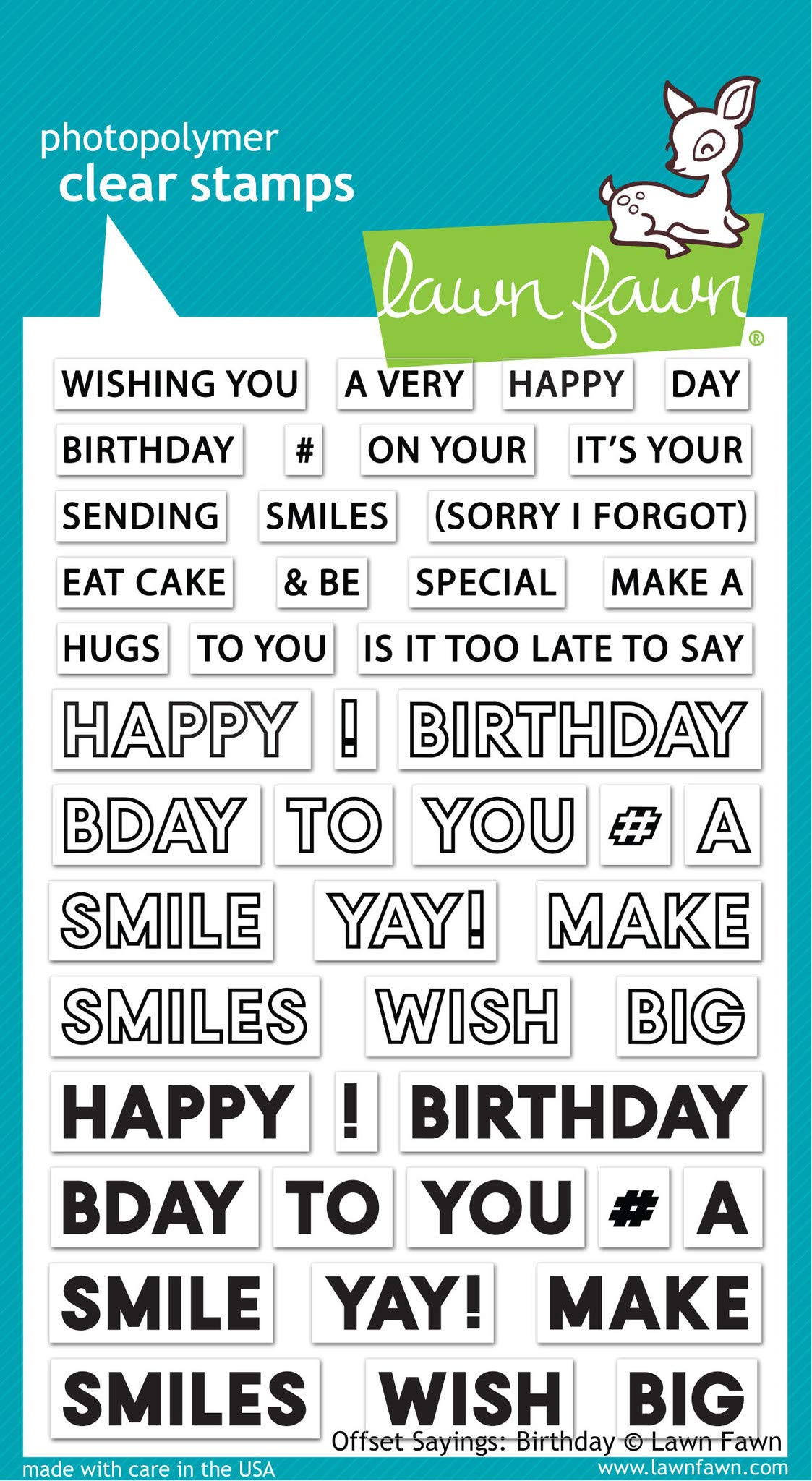 Lawn Fawn Offset Sayings: Birthday Clear Stamps, 4"x6" (LF2235)