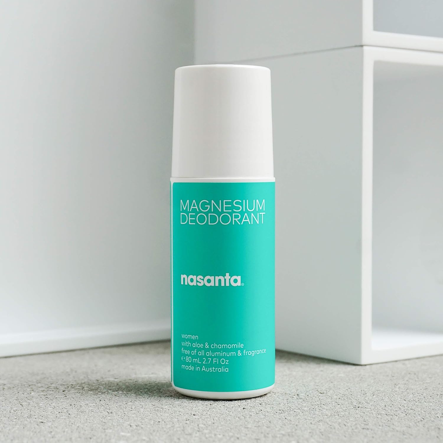 nasanta Magnesium Deodorant for Women with Aloe & Chamomile - Australian Made Natural Deodorant, 100% Free of ALL Forms of Aluminum, 100% Unscented, 80 mL 2.7 Fl Oz Roll On : Beauty
