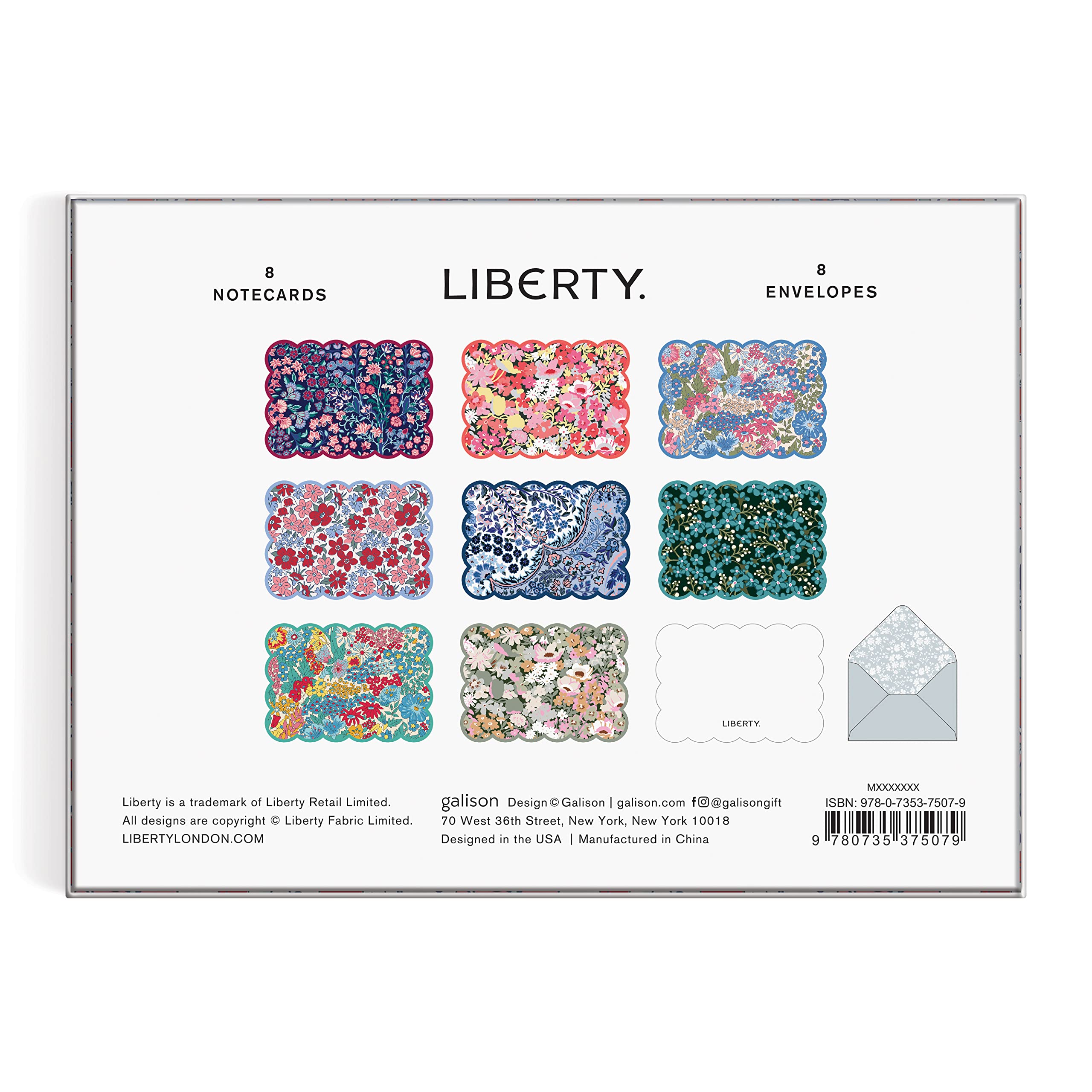 Galison Liberty Scalloped Shaped Notecard Set