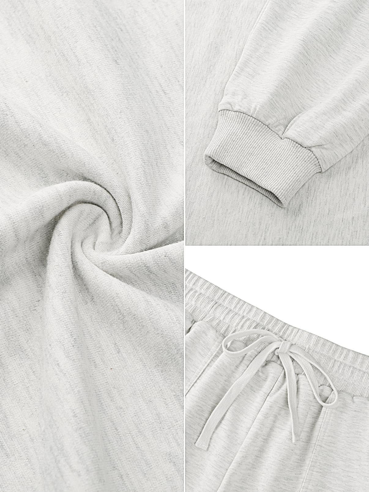 MEROKEETY Women's 2025 Fall Oversized Batwing Sleeve Lounge Sets Casual Top and Shorts 2 Piece Outfits Sweatsuit Light Grey - Image 7