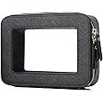 LOFOWN Clear Makeup Bag Women's Waterproof Travel Cosmetic Case and Toiletry Bag Portable Makeup Organizer Bag Car Essential with Zipper (Black, M)