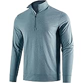E-LIINJOYE Men's Quarter Zip Long Sleeve Soft Shirt - Quick Dry Performance Lightweight Running Athletic Casual Pullover