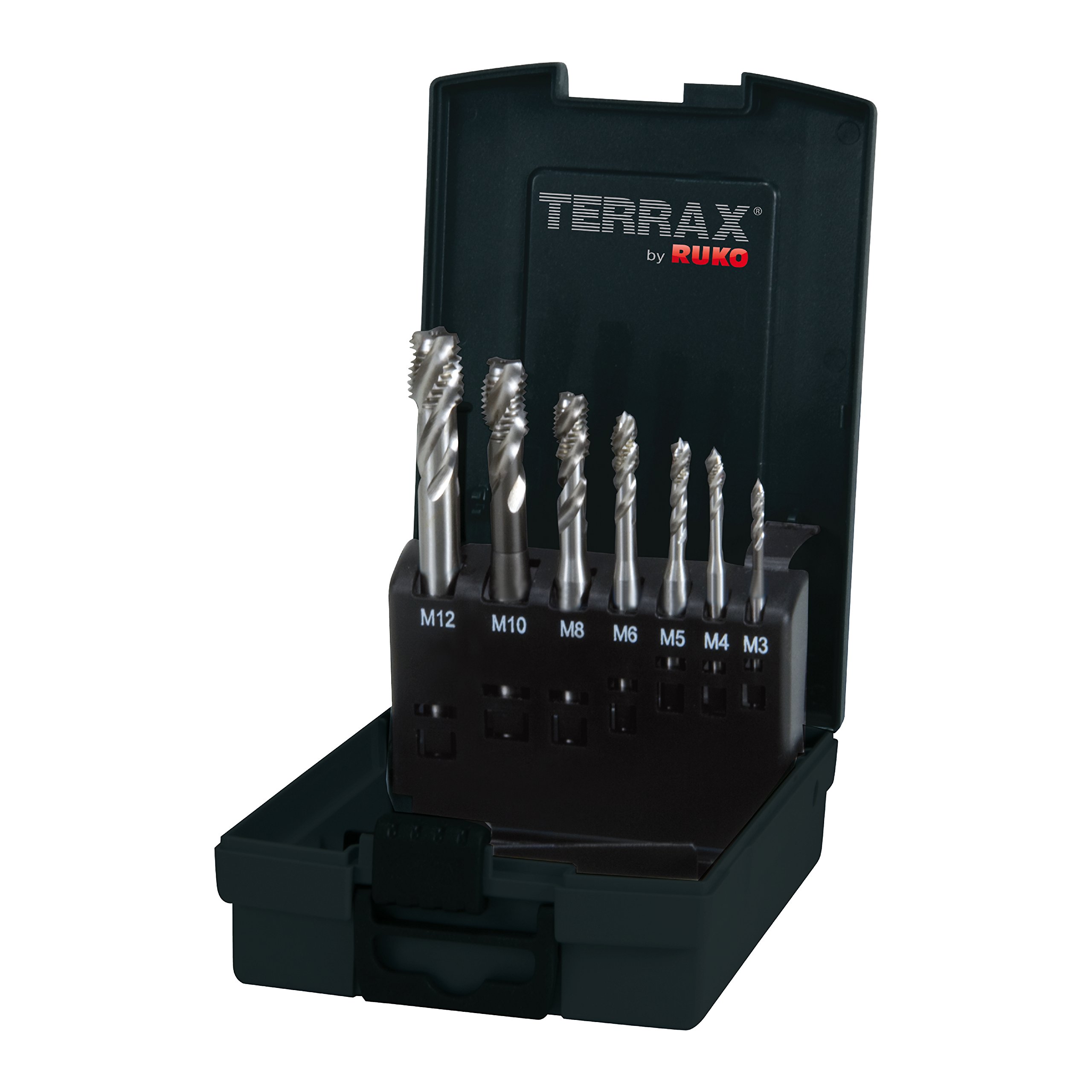 TERRAX A245058TX - Juego machos máquina M DIN 371/376 tipo C 35º HSS, rectificados 7 piezas - Estuche plástico