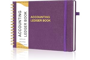 HAUTOCO Hardcover Accounting Ledger Book for Small Business Bookkeeping Horizontal Money Expense Tracker Notebook with 2 Stor