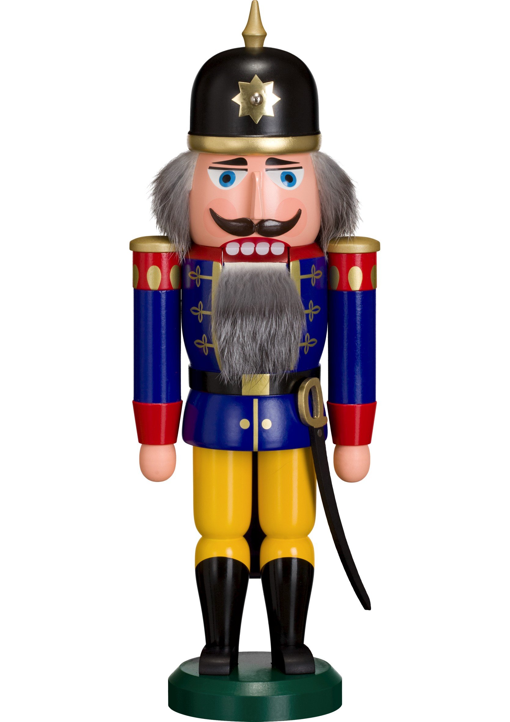 Seiffener Volkskunst German nutcracker soldier blue, height 37 cm / 15 inch, original Erzgebirge by SV 11205/2