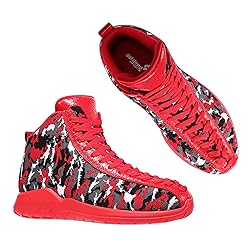 Men's Red High Top Sneakers Lightweight Outdoor