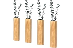 RMEOSYE Wood Wall Planter 4 Pack Wall Decor for Artificial Flower Plants Wooden Plants Holders Wall Plant Pocket Vase Hanging for Living Room Bedroom Dining Room Bathroom Indoor Decroation (Light Brown)