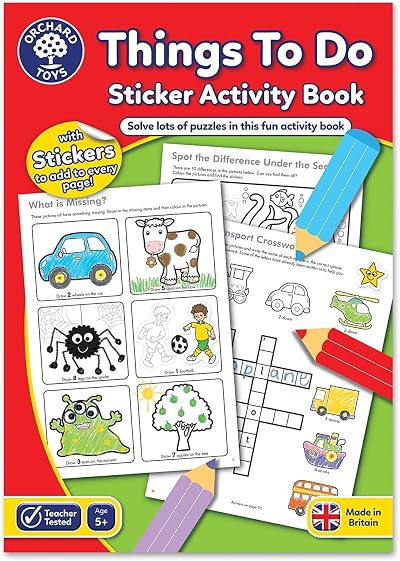 Orchard Toys Things To Do Sticker Colouring Book Educational Activity 24 Pages